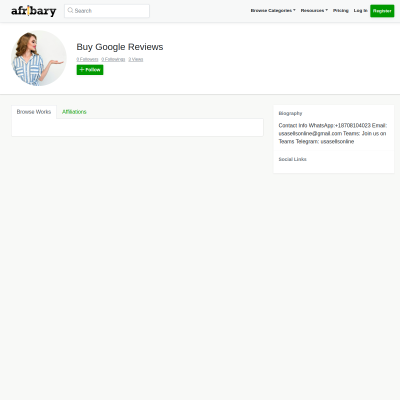 Screenshot of https://afribary.com/authors/buy-google-reviews