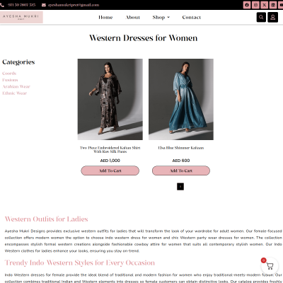 Screenshot of https://ayeshamukridesigns.com/collections/western-dresses-for-women/