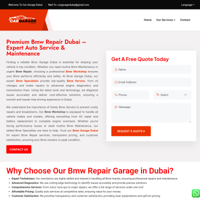 Screenshot of https://cargaragedubai.com/bmw-repair-dubai/