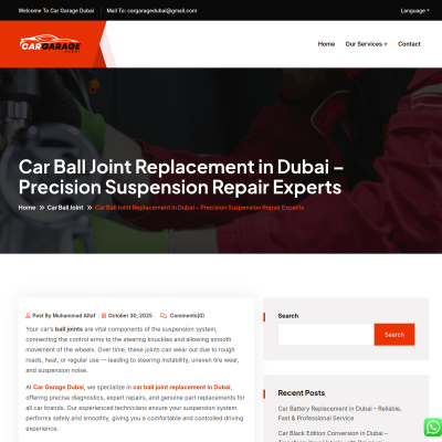 Screenshot of https://cargaragedubai.com/car-ball-joint-replacement-in-dubai-precision-suspension-repair-experts/