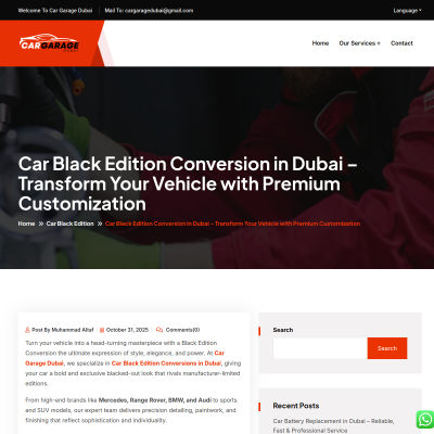 Screenshot of https://cargaragedubai.com/car-black-edition-conversion-in-dubai-transform-your-vehicle-with-premium-customization/