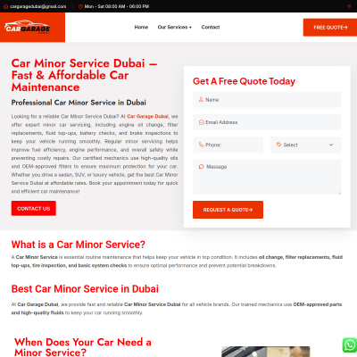 Screenshot of https://cargaragedubai.com/car-minor-service-dubai/