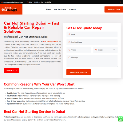 Screenshot of https://cargaragedubai.com/car-not-starting-dubai/