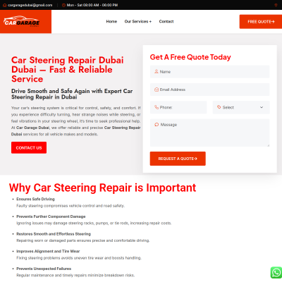 Screenshot of https://cargaragedubai.com/car-steering-repair-dubai/