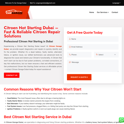 Screenshot of https://cargaragedubai.com/citroen-not-starting-dubai/