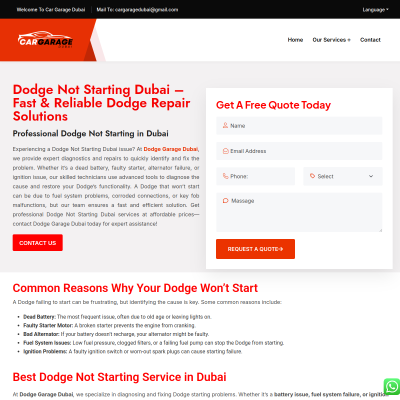 Screenshot of https://cargaragedubai.com/dodge-not-starting-dubai/