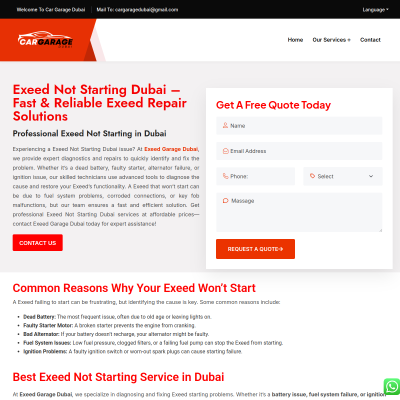 Screenshot of https://cargaragedubai.com/exeed-not-starting-dubai/