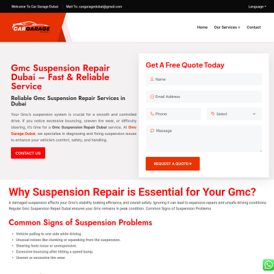 Screenshot of https://cargaragedubai.com/gmc-suspension-repair-dubai/