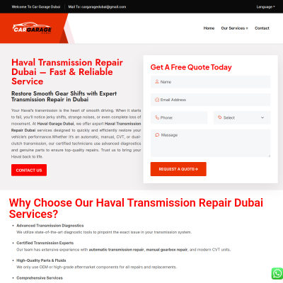 Screenshot of https://cargaragedubai.com/haval-transmission-repair-dubai/