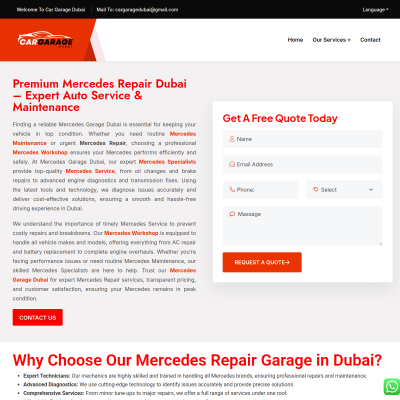 Screenshot of https://cargaragedubai.com/mercedes-repair-dubai/
