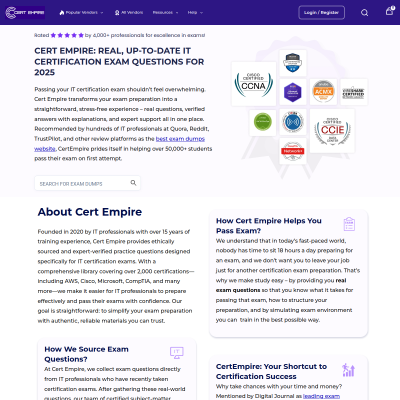 Screenshot of https://certempire.com/