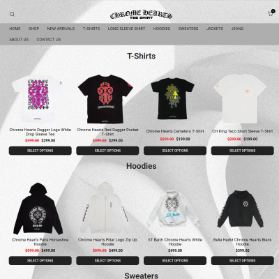 Screenshot of https://chromeheartsteeshirt.com/