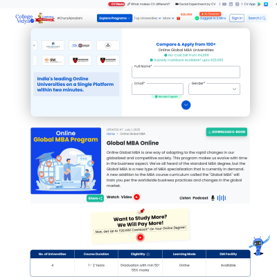 Screenshot of https://collegevidya.com/courses/online-global-mba/