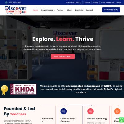 Screenshot of https://discoverlearningtutors.com/