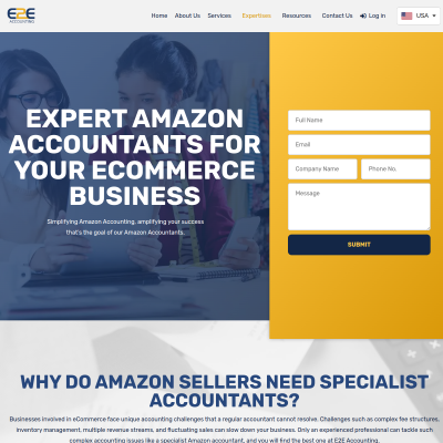 Screenshot of https://e2eaccounting.com/expertise/amazon-accountants/
