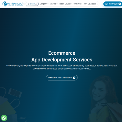 Screenshot of https://emizentech.com/ecommerce-app-development.html