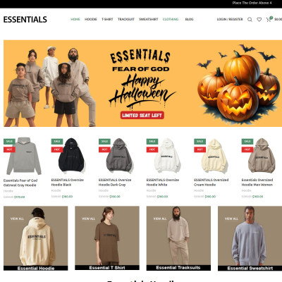 Screenshot of https://essentialhoodiecom.com/