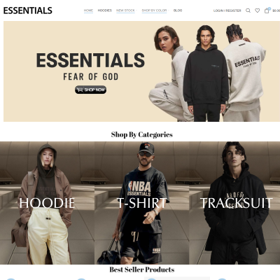 Screenshot of https://essentialhoodieshop.us/