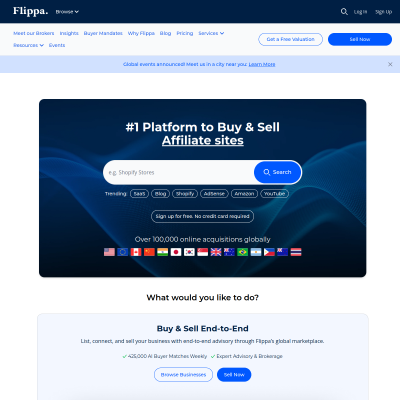 Screenshot of https://flippa.com