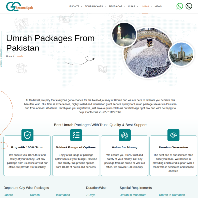 Screenshot of https://gotravel.pk/umrah