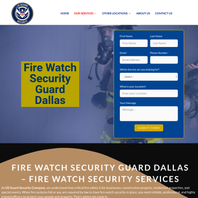 Screenshot of https://guardsecuritycompany.com/fire-watch-security-guard-dallas