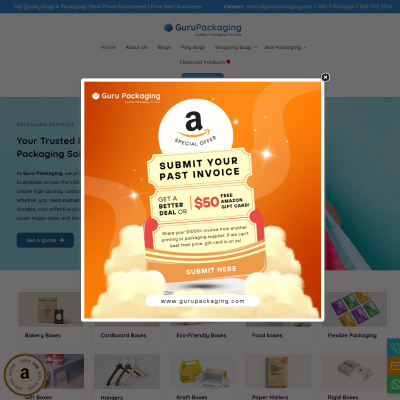Screenshot of https://gurupackaging.com