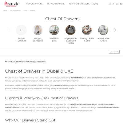 Screenshot of https://karnakhome.com/product-category/home-furniture/chest-of-drawers/