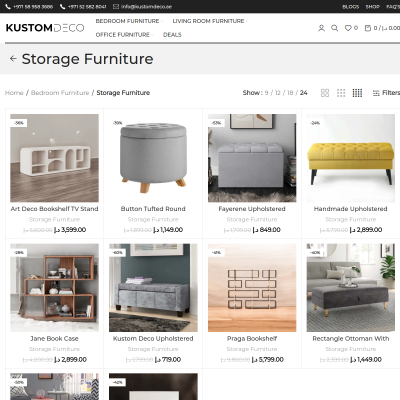 Screenshot of https://kustomdeco.ae/product-category/bedroom-furniture/storage-furniture/
