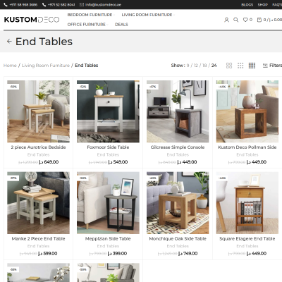 Screenshot of https://kustomdeco.ae/product-category/living-room-furniture/end-tables/