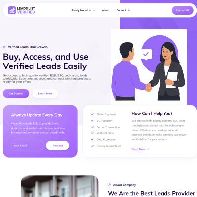 Screenshot of https://leadslistverified.com/