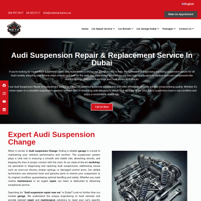 Screenshot of https://metamechanics.ae/audi-suspension-repair-dubai/