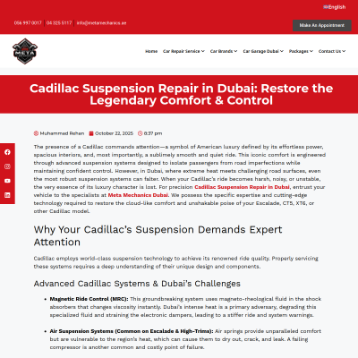 Screenshot of https://metamechanics.ae/cadillac-suspension-repair-in-dubai-restore-the-legendary-comfort-control/