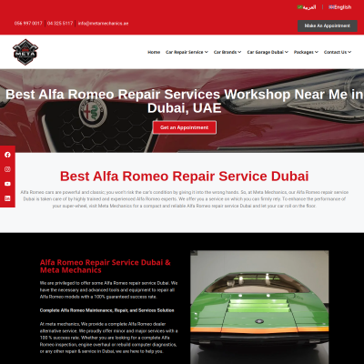 Screenshot of https://metamechanics.ae/car-brands/alfa-romeo-repair-service-dubai/