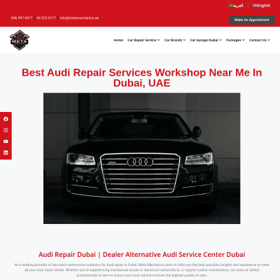 Screenshot of https://metamechanics.ae/car-brands/audi-repair-dubai/