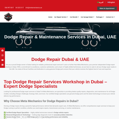Screenshot of https://metamechanics.ae/car-brands/dodge-repair-dubai/