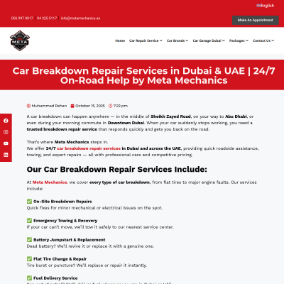 Screenshot of https://metamechanics.ae/car-breakdown-repair-services-in-dubai-uae-24-7-on-road-help-by-meta-mechanics/