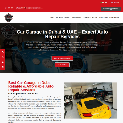 Screenshot of https://metamechanics.ae/car-garage-near-me-in-dubai/