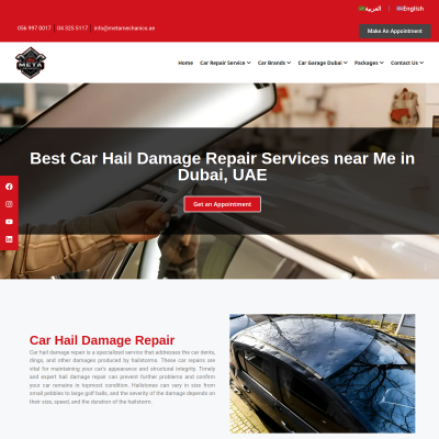 Screenshot of https://metamechanics.ae/car-hail-damage-repair/