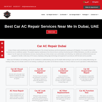 Screenshot of https://metamechanics.ae/car-repair-services/ac-repair/