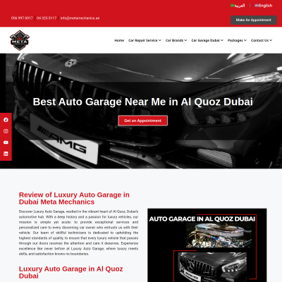 Screenshot of https://metamechanics.ae/car-repair-services/auto-garage-in-al-quoz-dubai/