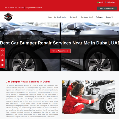 Screenshot of https://metamechanics.ae/car-repair-services/car-bumper-repair-in-dubai/