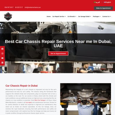 Screenshot of https://metamechanics.ae/car-repair-services/car-chassis-repair-dubai/