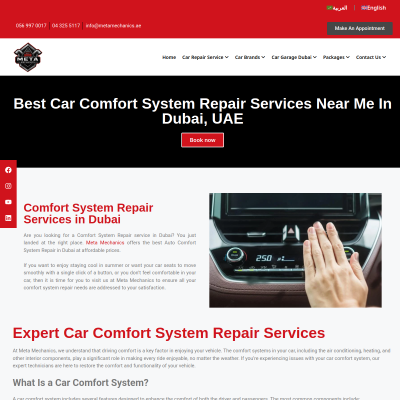 Screenshot of https://metamechanics.ae/car-repair-services/comfort-system-repair/