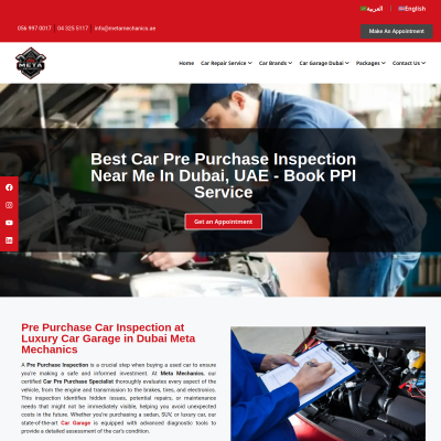 Screenshot of https://metamechanics.ae/car-repair-services/pre-purchase-car-inspection/