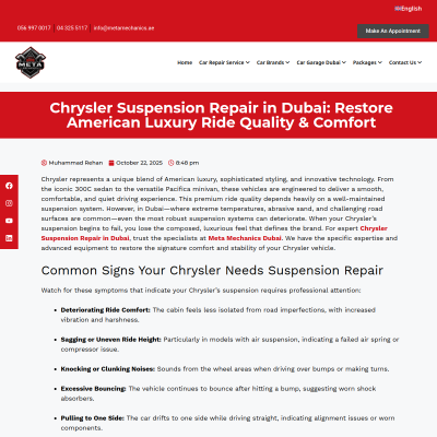 Screenshot of https://metamechanics.ae/chrysler-suspension-repair-in-dubai-restore-american-luxury-ride-quality-comfort/