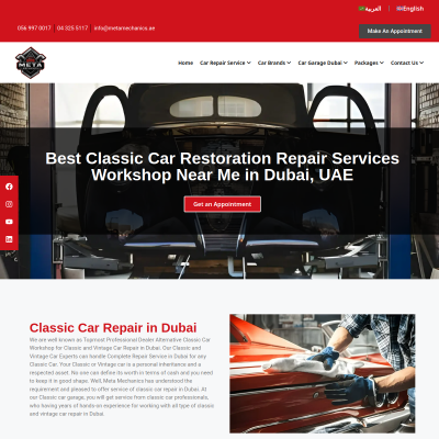 Screenshot of https://metamechanics.ae/classic-cars-restoration/