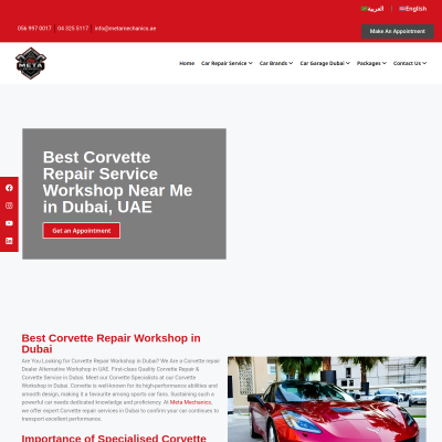 Screenshot of https://metamechanics.ae/corvette-repair-workshop/