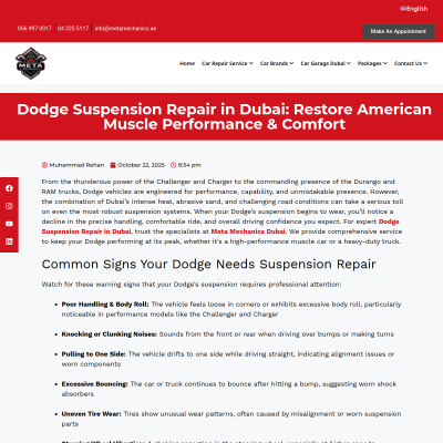 Screenshot of https://metamechanics.ae/dodge-suspension-repair-in-dubai-restore-american-muscle-performance-comfort/