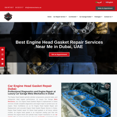 Screenshot of https://metamechanics.ae/engine-head-gasket-repair/