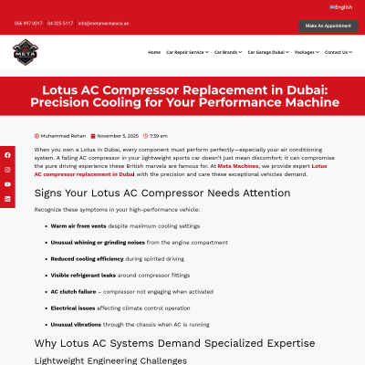 Screenshot of https://metamechanics.ae/lotus-ac-compressor-replacement-in-dubai-precision-cooling-for-your-performance-machine/